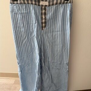 Urban Outfitters Blue and Gray Striped Pajama Pants